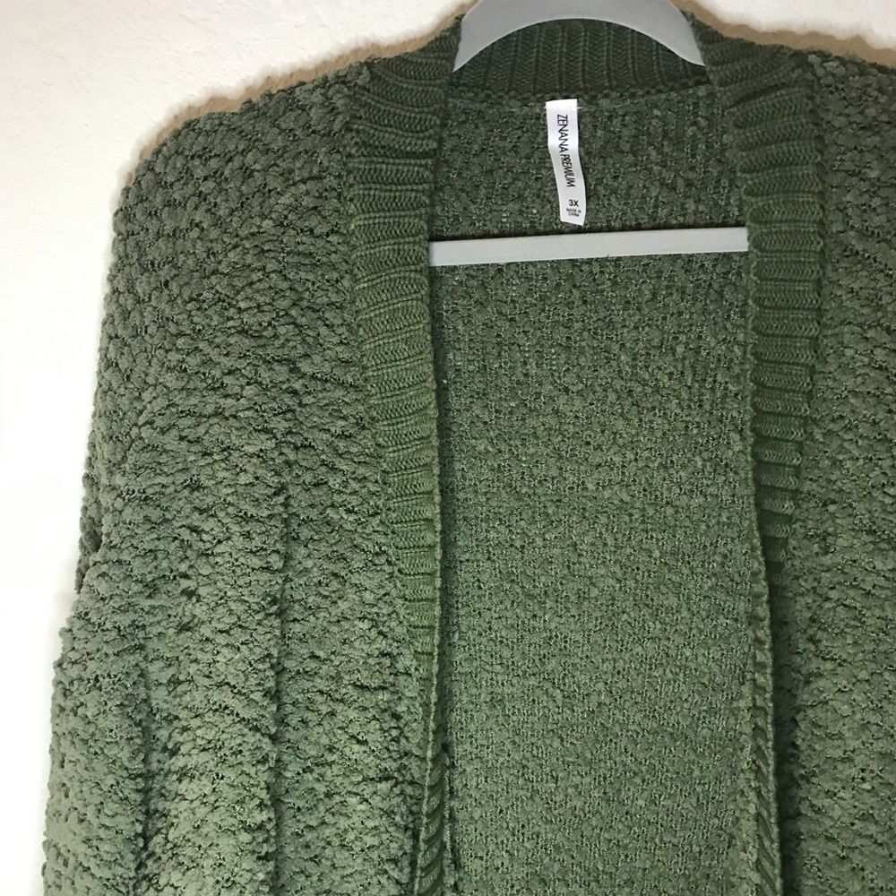 Olive Popcorn Cardigan Zenana Outfitters 3X BNWOT - Picture 6 of 8